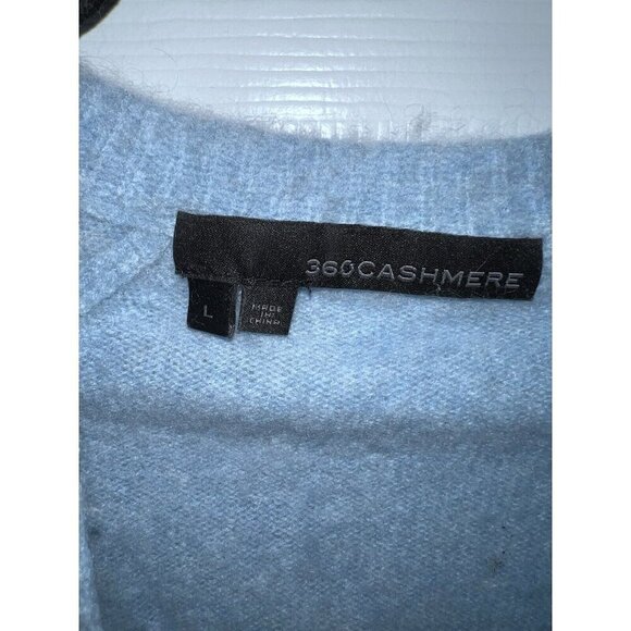 360CASHMERE 100% Soft Cashmere Blue Relaxed Fit V Neck Pullover Sweater - Picture 6 of 10